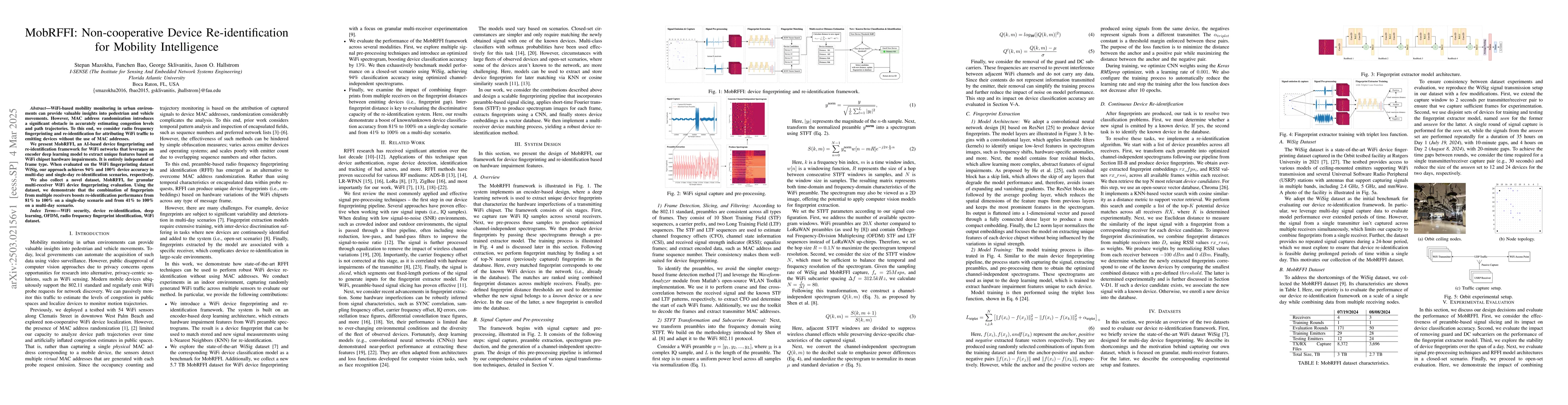 Thumbnail for MobRFFI: Non-cooperative Device Re-identification for Mobility
  Intelligence