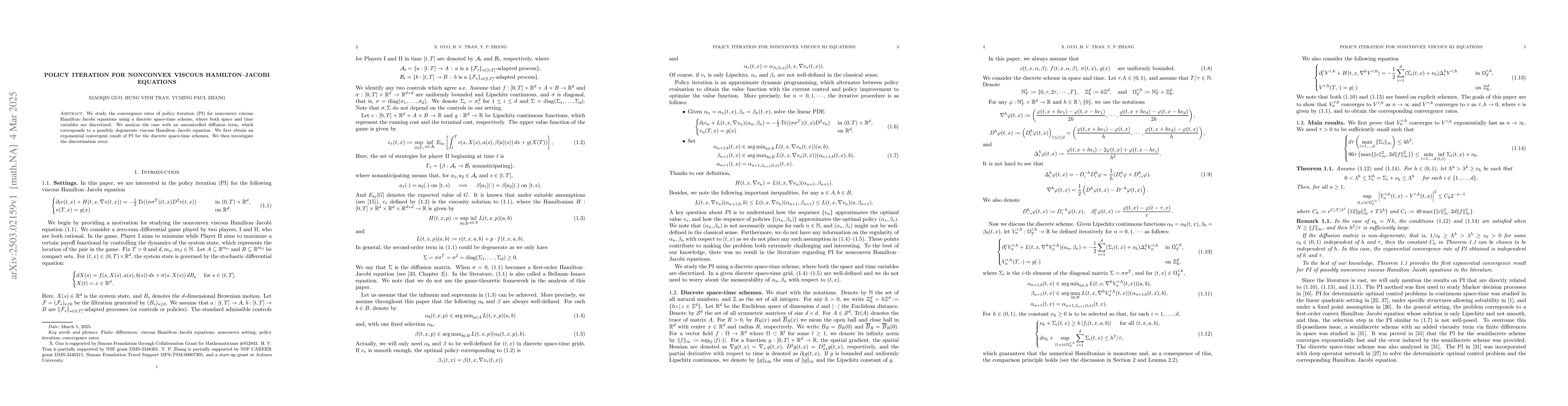 Thumbnail for Policy iteration for nonconvex viscous Hamilton--Jacobi equations