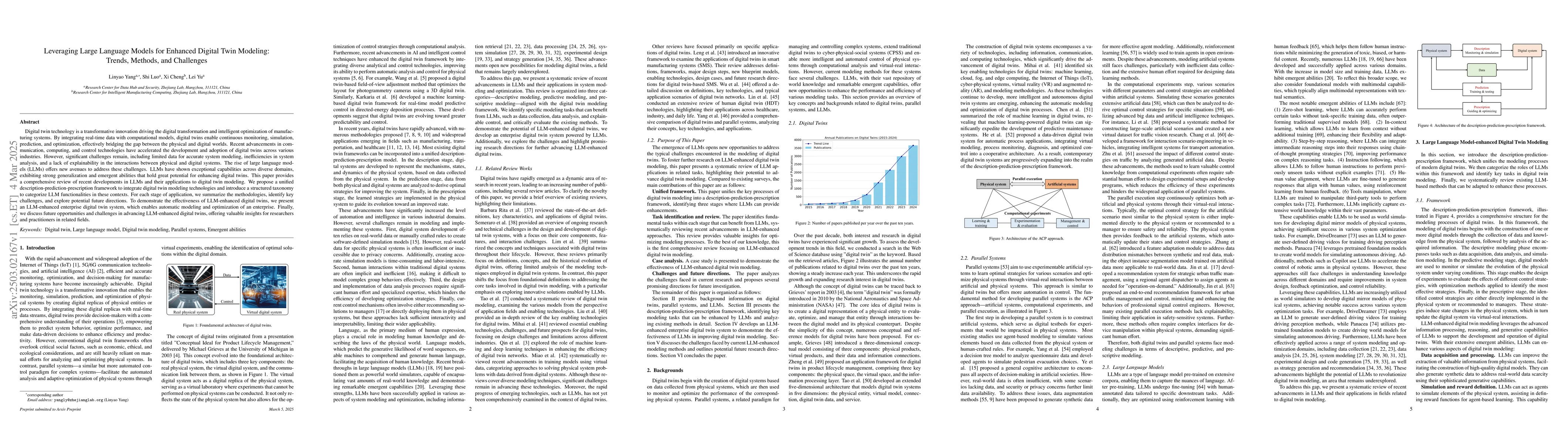Thumbnail for Leveraging Large Language Models for Enhanced Digital Twin Modeling:
  Trends, Methods, and Challenges