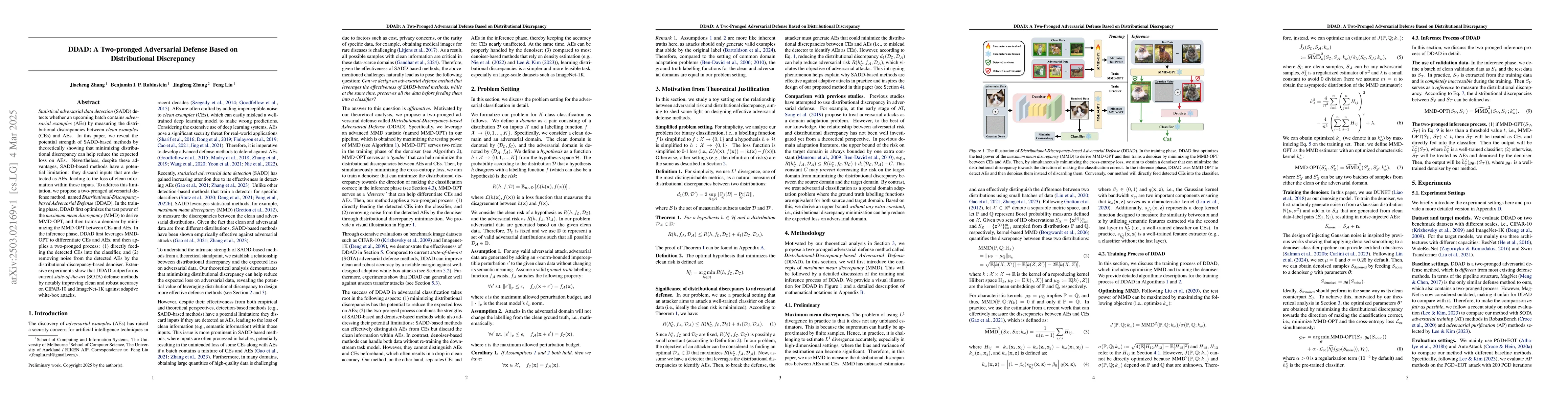 Thumbnail for DDAD: A Two-pronged Adversarial Defense Based on Distributional
  Discrepancy