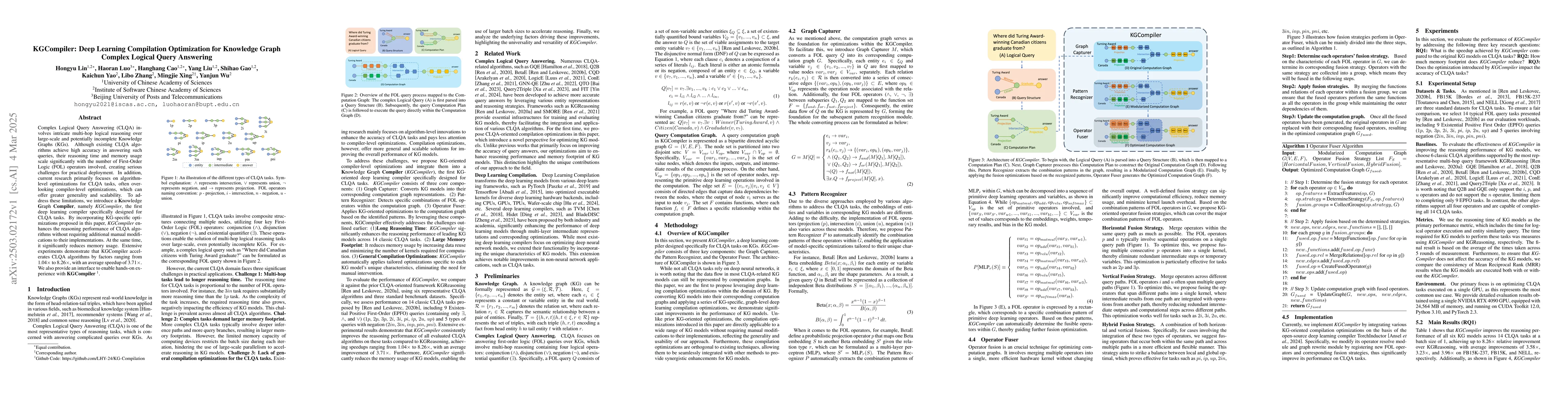 Thumbnail for KGCompiler: Deep Learning Compilation Optimization for Knowledge Graph
  Complex Logical Query Answering