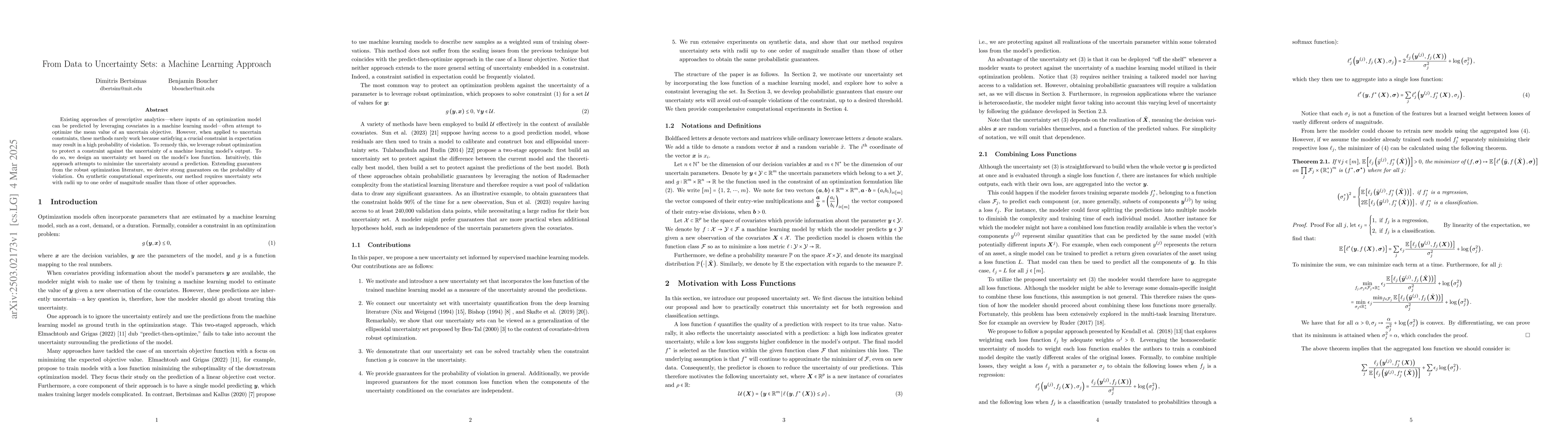 Thumbnail for From Data to Uncertainty Sets: a Machine Learning Approach