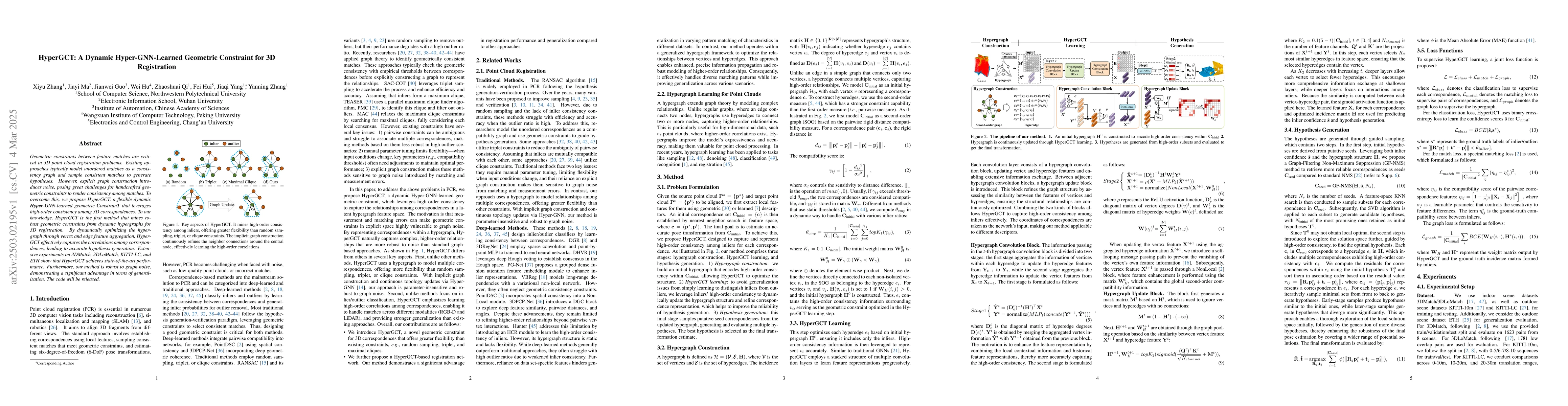 Thumbnail for HyperGCT: A Dynamic Hyper-GNN-Learned Geometric Constraint for 3D
  Registration