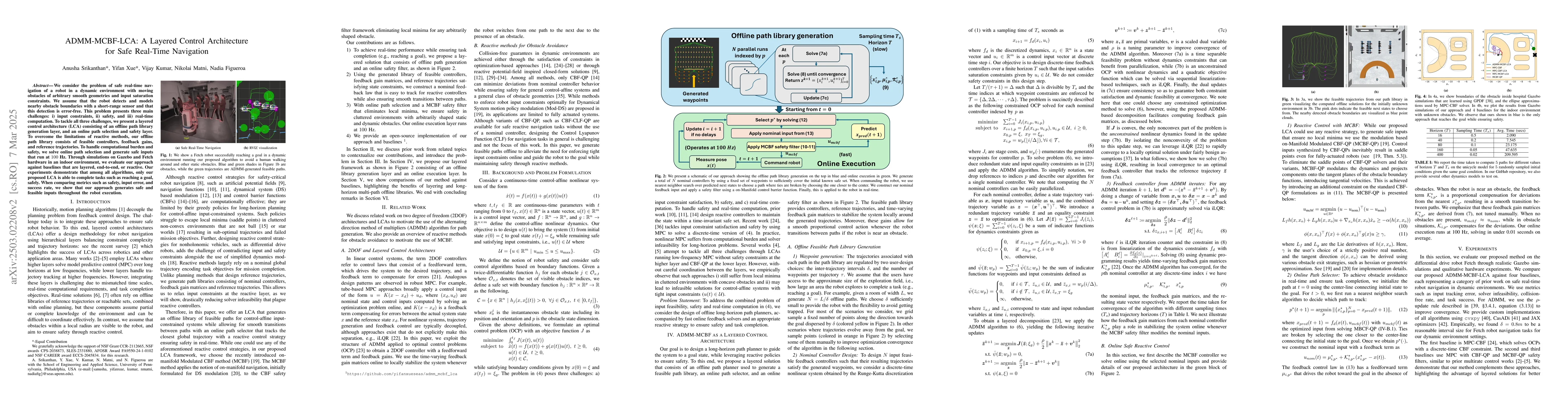 Thumbnail for ADMM-MCBF-LCA: A Layered Control Architecture for Safe Real-Time
  Navigation