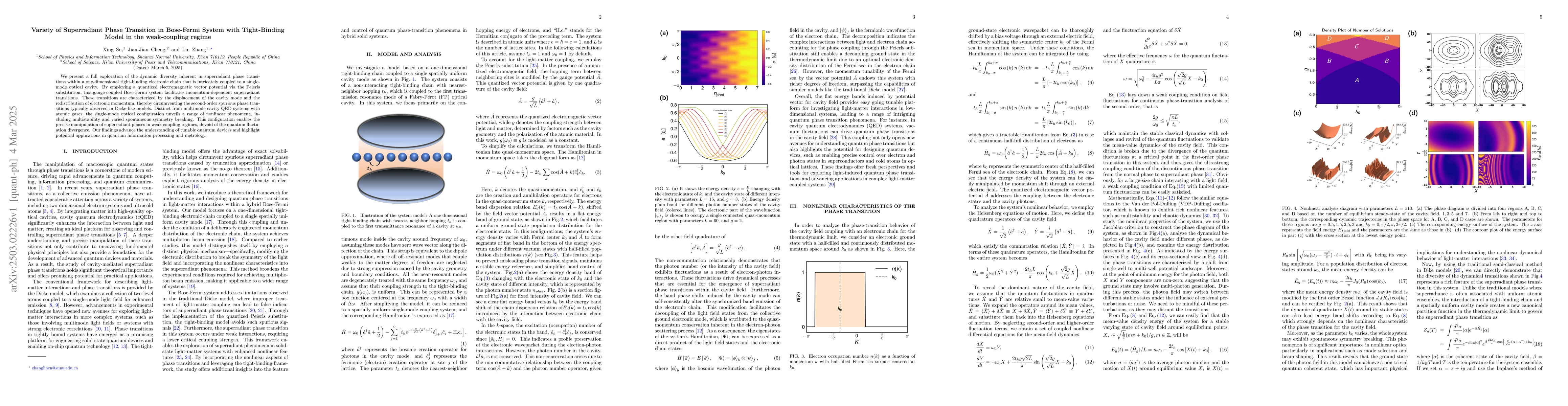 Thumbnail for Variety of Superradiant Phase Transition in Bose-Fermi System with
  Tight-Binding Model in the weak-coupling regime