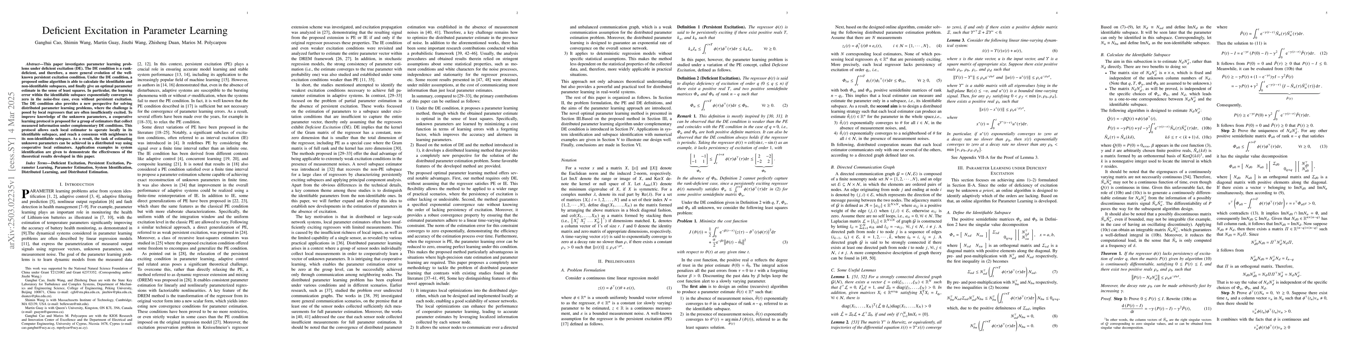 Thumbnail for Deficient Excitation in Parameter Learning