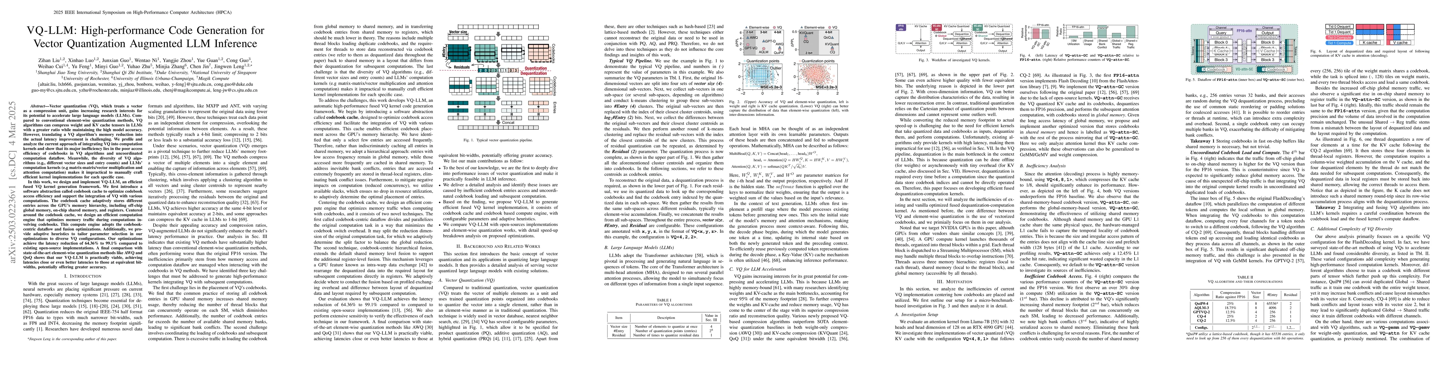 Thumbnail for VQ-LLM: High-performance Code Generation for Vector Quantization
  Augmented LLM Inference