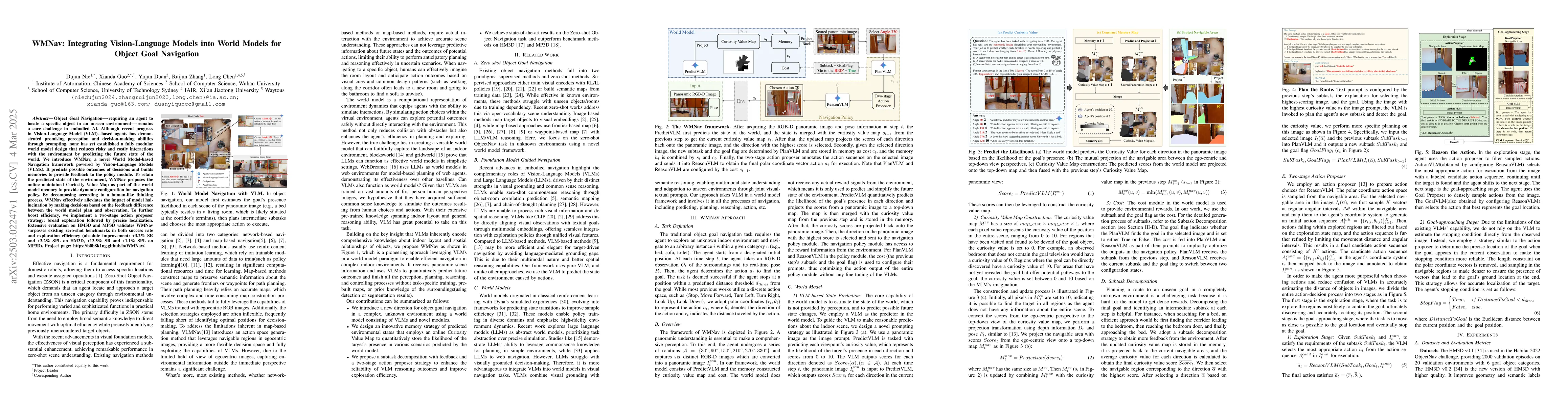 Thumbnail for WMNav: Integrating Vision-Language Models into World Models for Object
  Goal Navigation