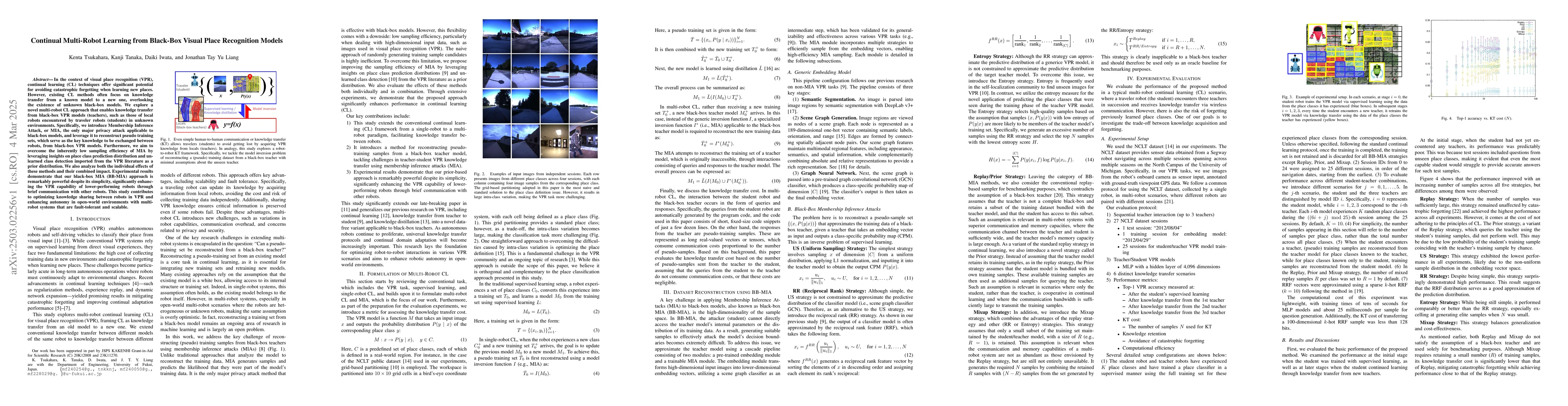 Thumbnail for Continual Multi-Robot Learning from Black-Box Visual Place Recognition
  Models