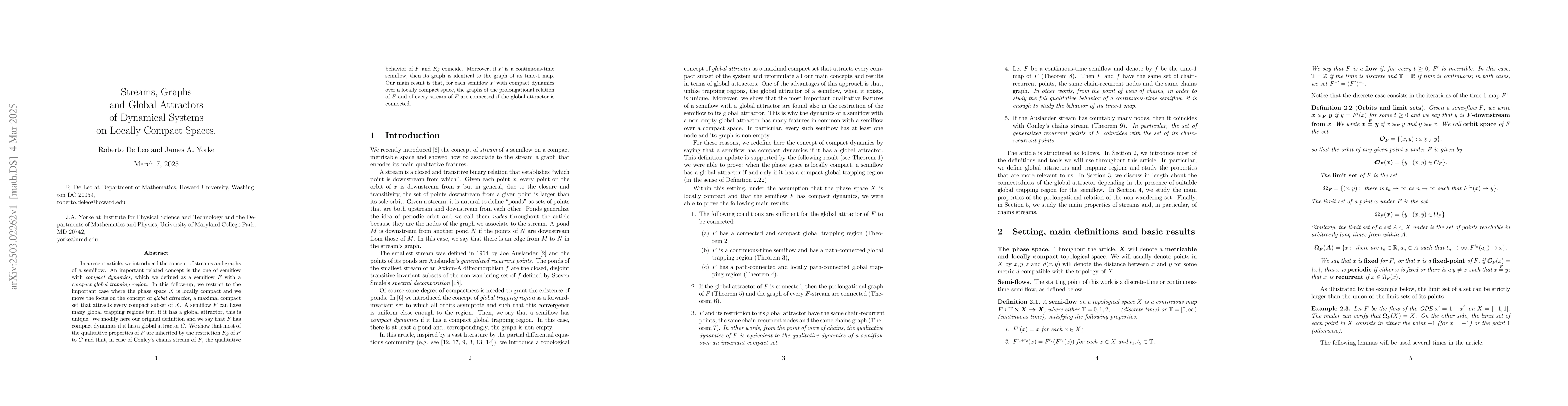 Thumbnail for Streams, Graphs and Global Attractors of Dynamical Systems on Locally
  Compact Spaces