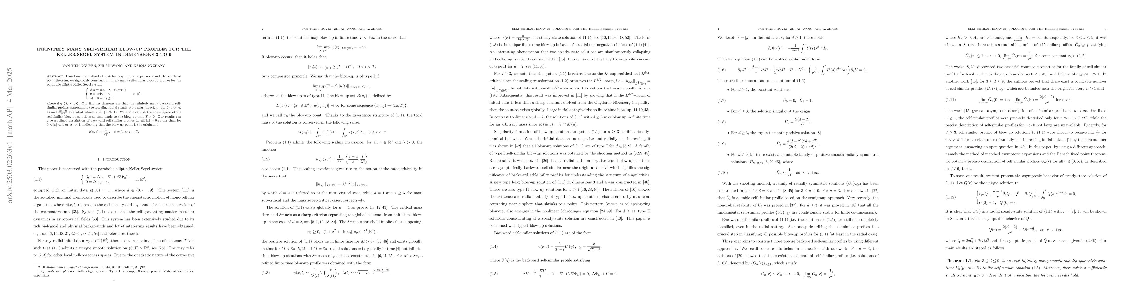 Thumbnail for Infinitely many self-similar blow-up profiles for the Keller-Segel
  system in dimensions 3 to 9