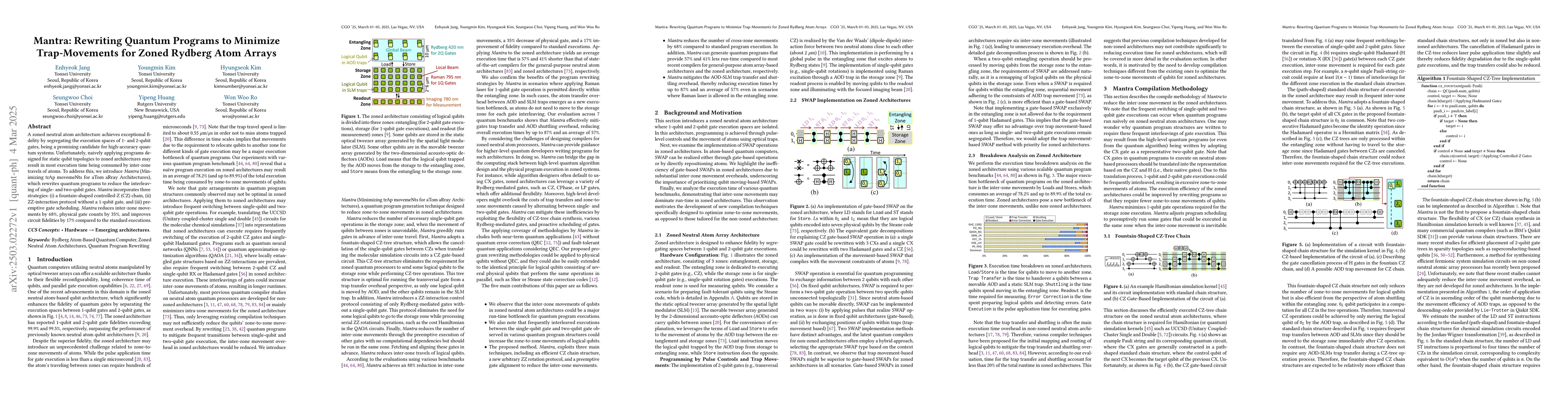 Thumbnail for Mantra: Rewriting Quantum Programs to Minimize Trap-Movements for Zoned
  Rydberg Atom Arrays