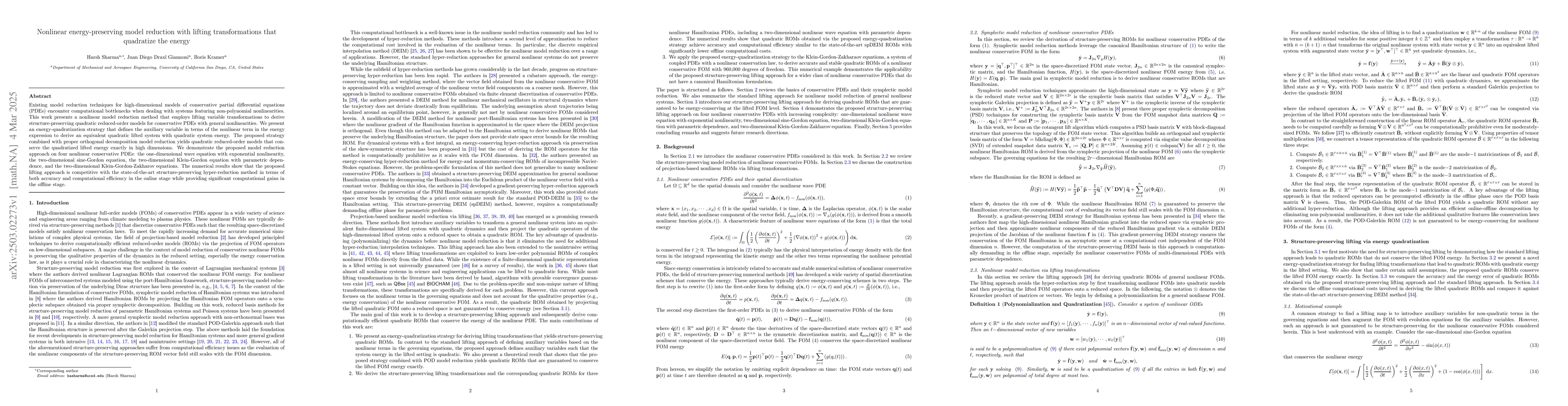 Thumbnail for Nonlinear energy-preserving model reduction with lifting transformations
  that quadratize the energy