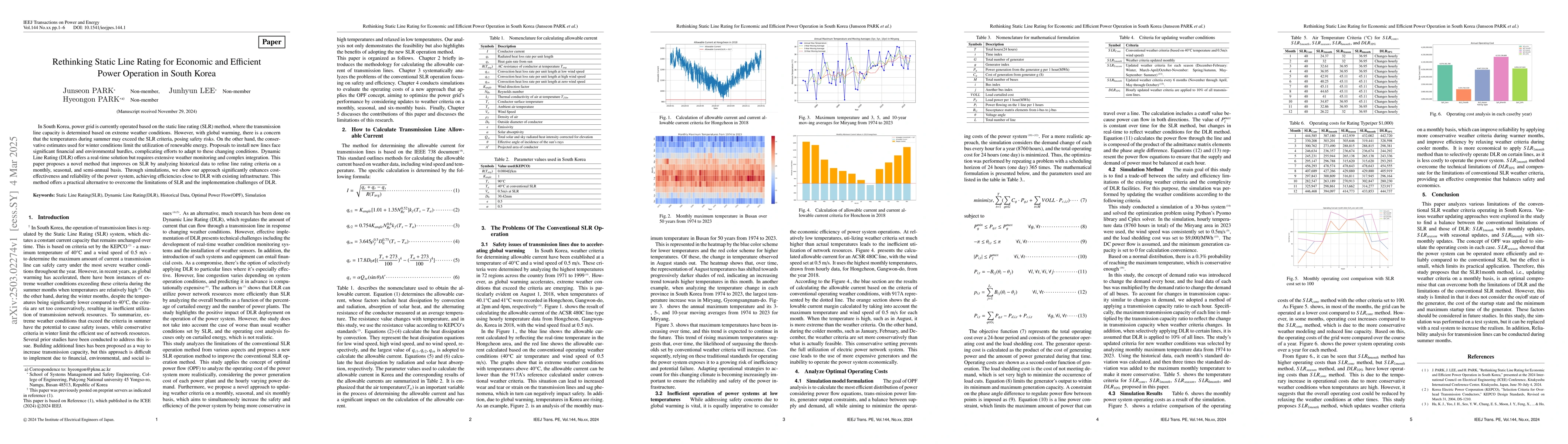 Thumbnail for Rethinking Static Line Rating for Economic and Efficient Power Operation
  in South Korea