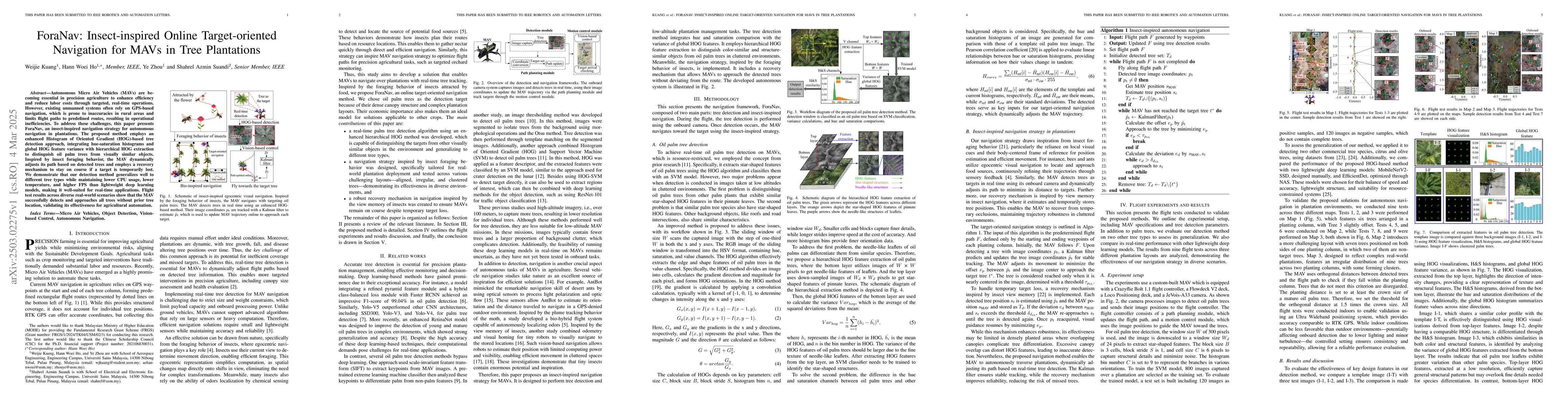 Thumbnail for ForaNav: Insect-inspired Online Target-oriented Navigation for MAVs in
  Tree Plantations