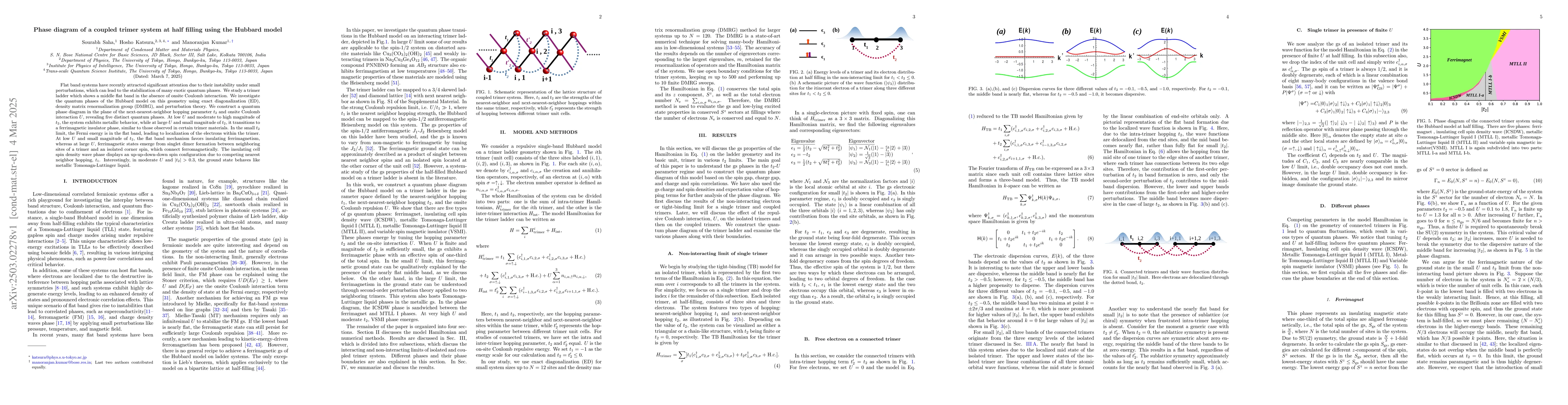 Thumbnail for Phase diagram of a coupled trimer system at half filling using the
  Hubbard model