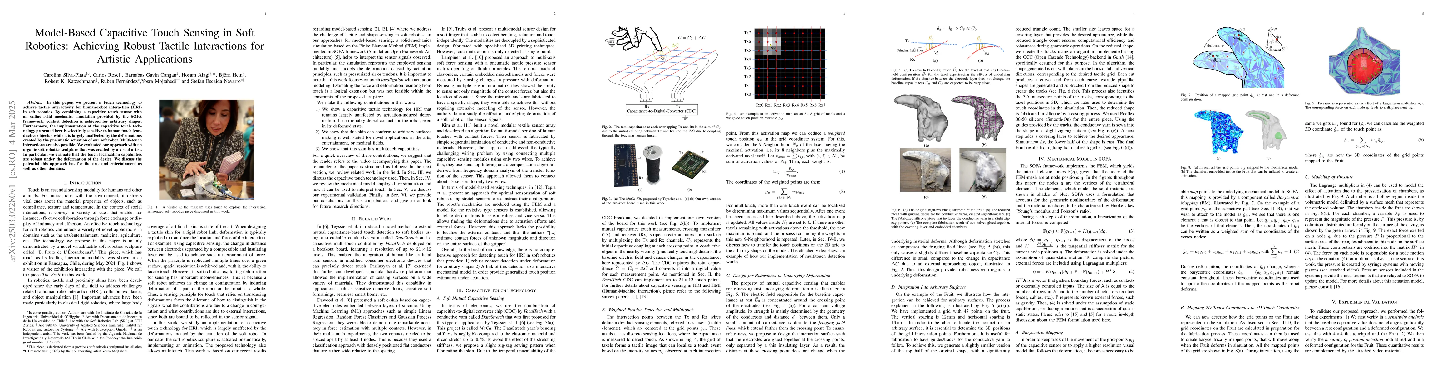 Thumbnail for Model-Based Capacitive Touch Sensing in Soft Robotics: Achieving Robust
  Tactile Interactions for Artistic Applications