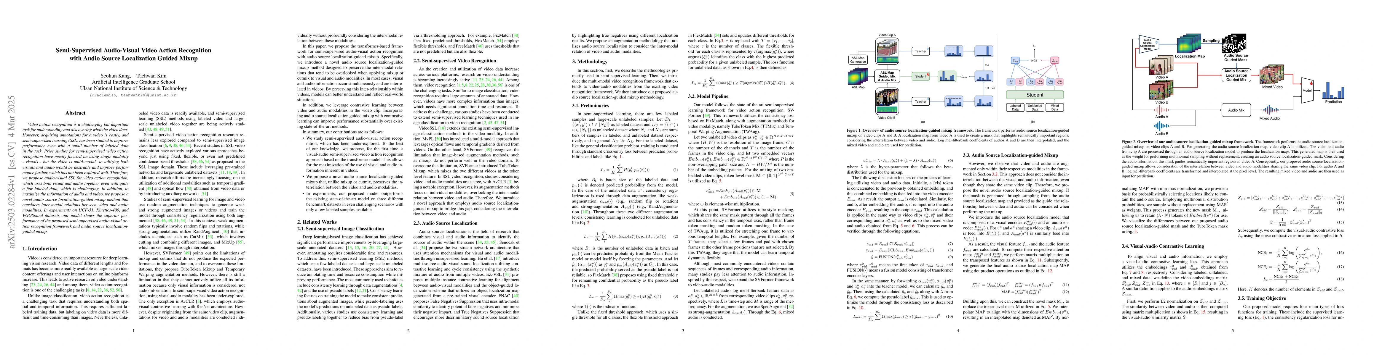 Thumbnail for Semi-Supervised Audio-Visual Video Action Recognition with Audio Source
  Localization Guided Mixup