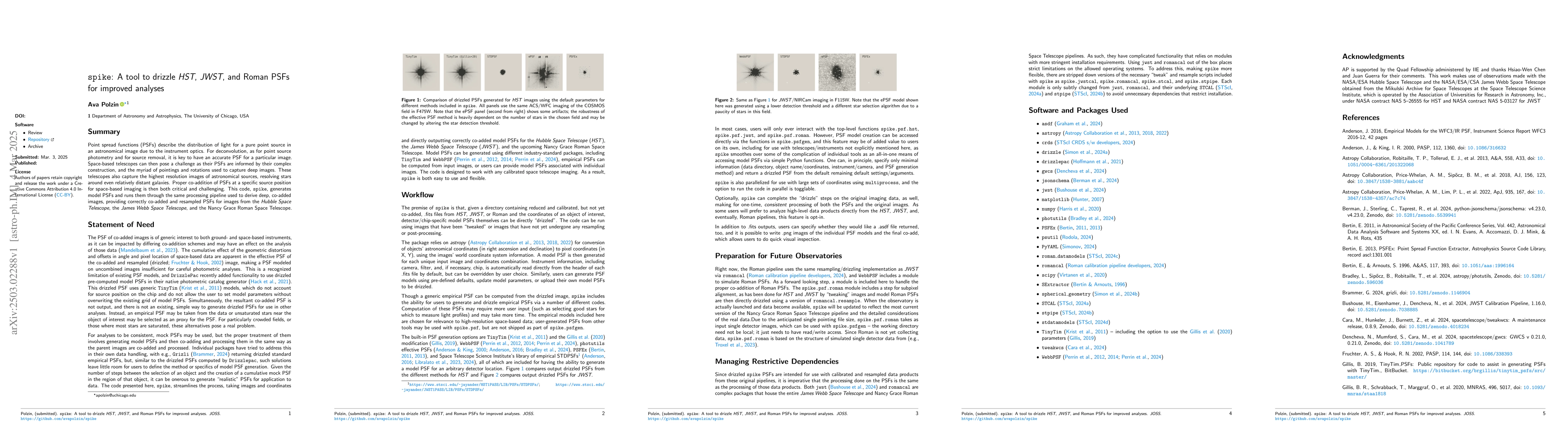 Thumbnail for spike: A tool to drizzle HST, JWST, and Roman PSFs for improved analyses