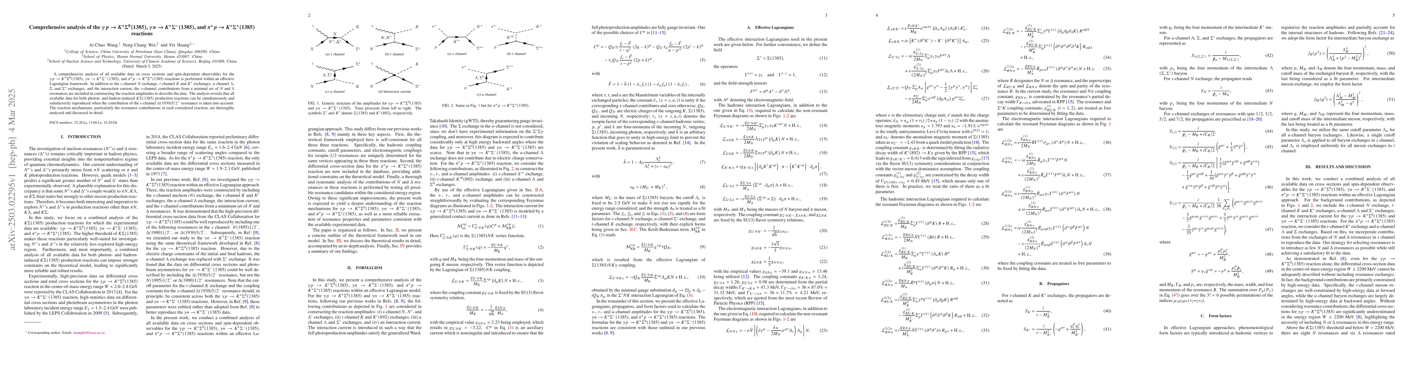 Thumbnail for Comprehensive analysis of the $γp \to K^+ Σ^0(1385)$, $γ
  n \to K^+ Σ^-(1385)$, and $π^+ p \to K^+ Σ^+(1385)$ reactions