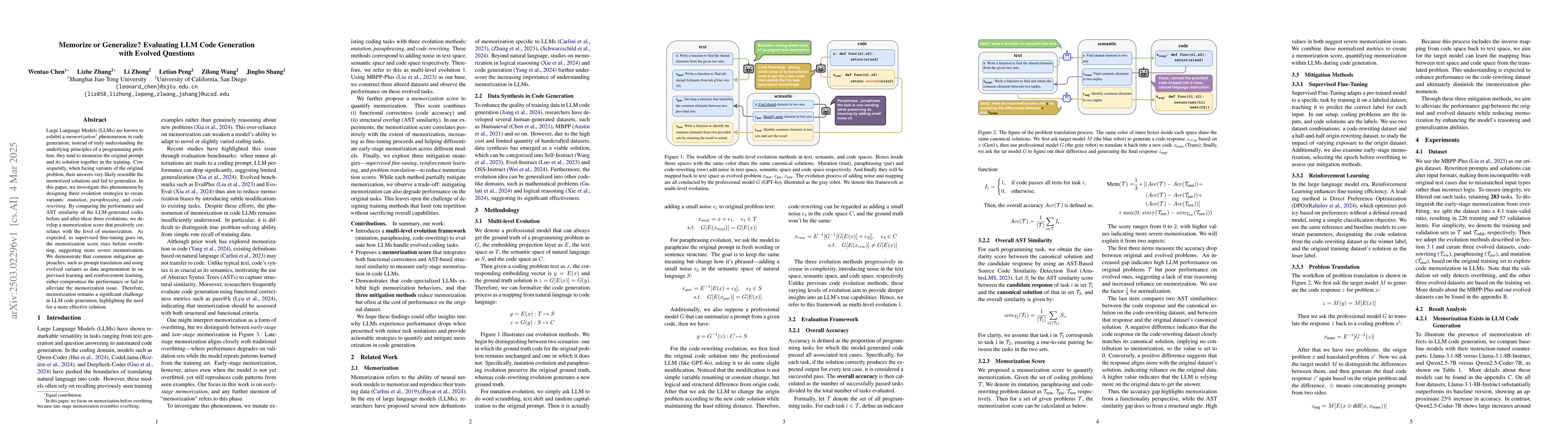 Thumbnail for Memorize or Generalize? Evaluating LLM Code Generation with Evolved
  Questions