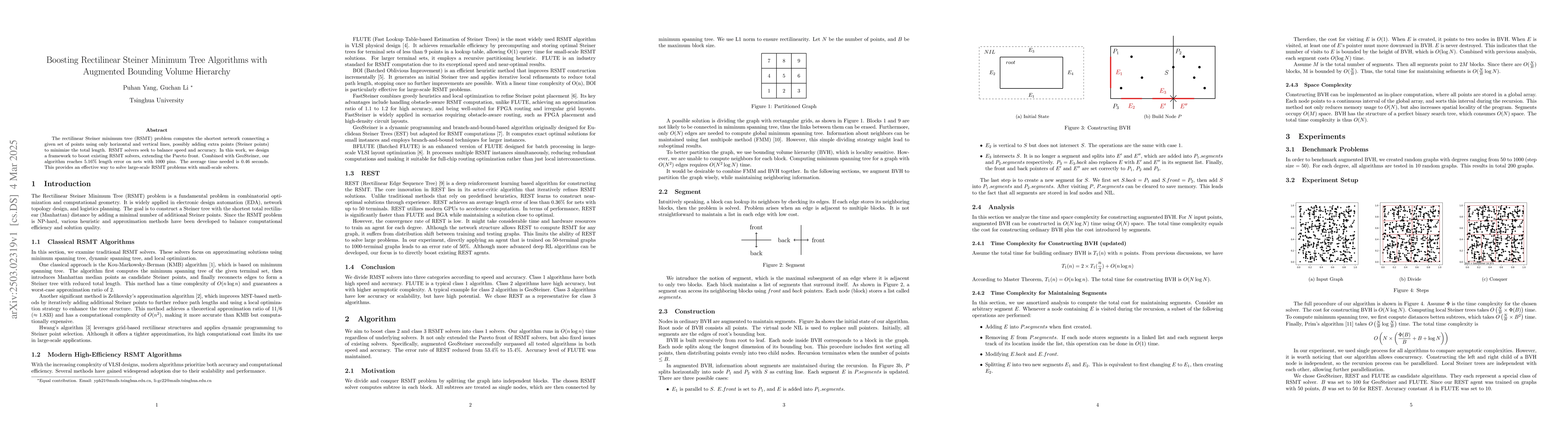 Thumbnail for Boosting Rectilinear Steiner Minimum Tree Algorithms with Augmented
  Bounding Volume Hierarchy