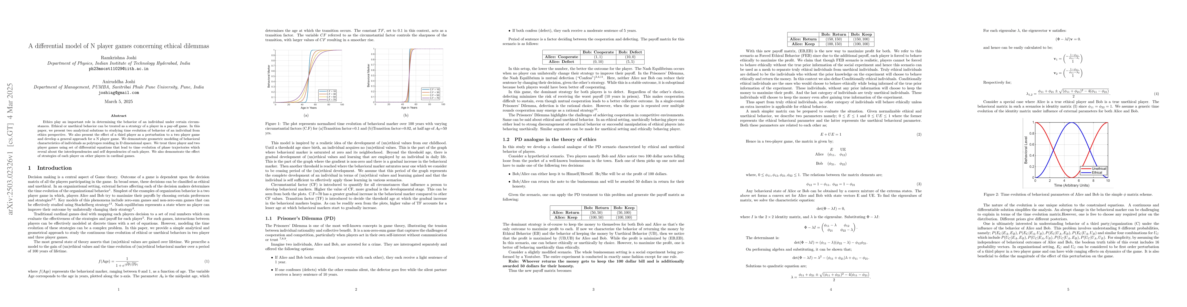 Thumbnail for A differential model of $N$ player games concerning ethical dilemmas