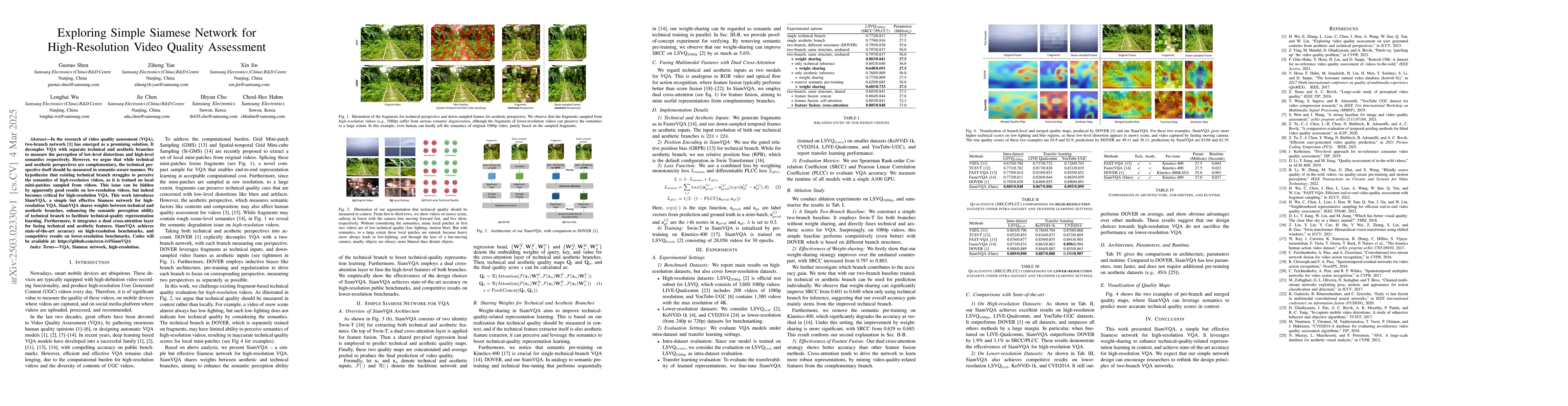 Thumbnail for Exploring Simple Siamese Network for High-Resolution Video Quality
  Assessment