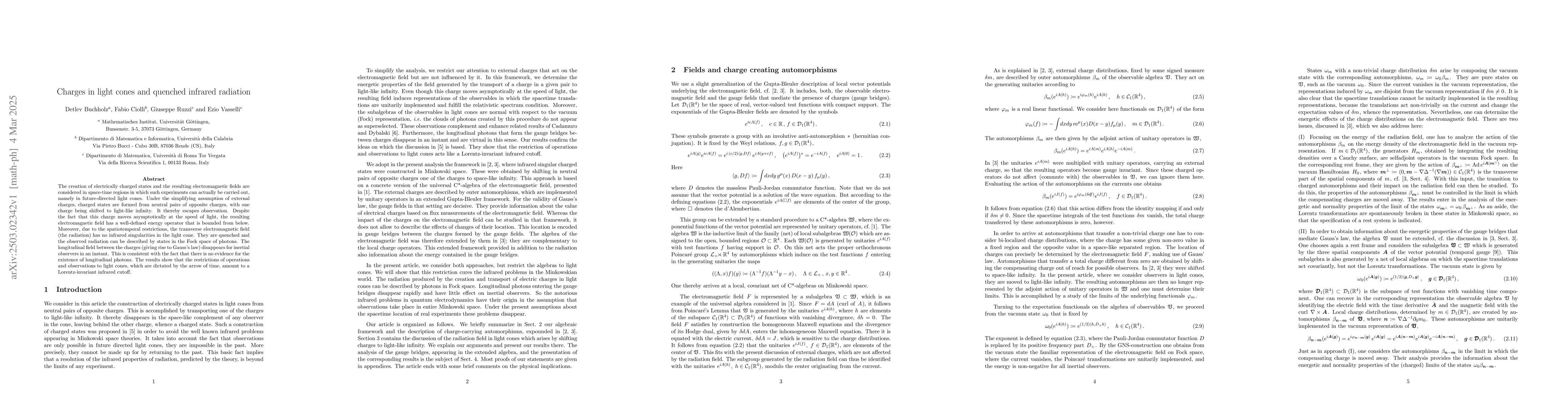 Thumbnail for Charges in light cones and quenched infrared radiation