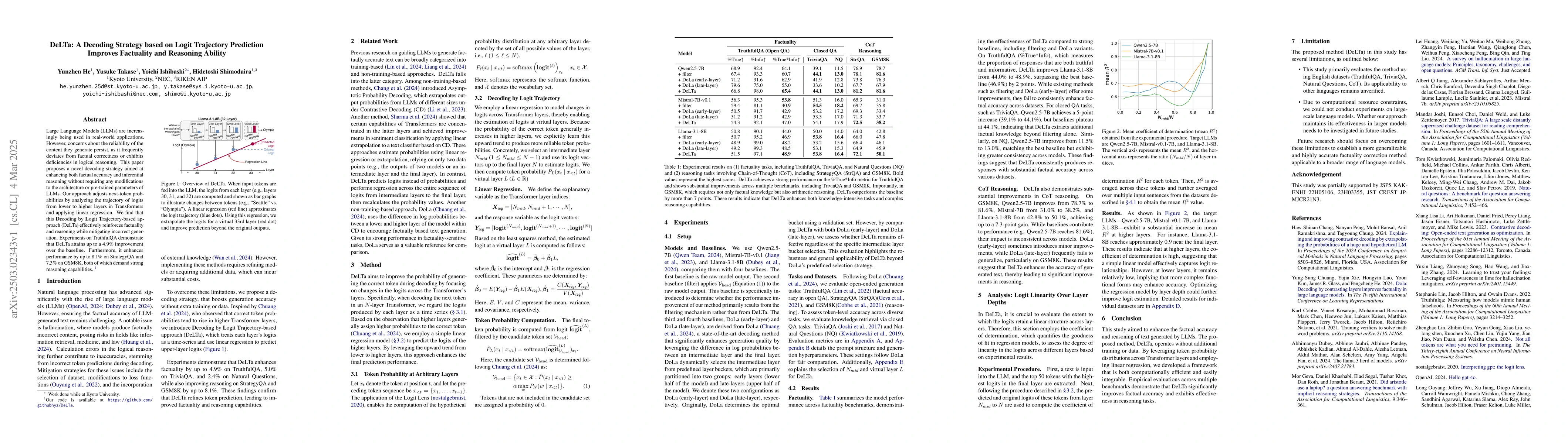 Thumbnail for DeLTa: A Decoding Strategy based on Logit Trajectory Prediction Improves
  Factuality and Reasoning Ability