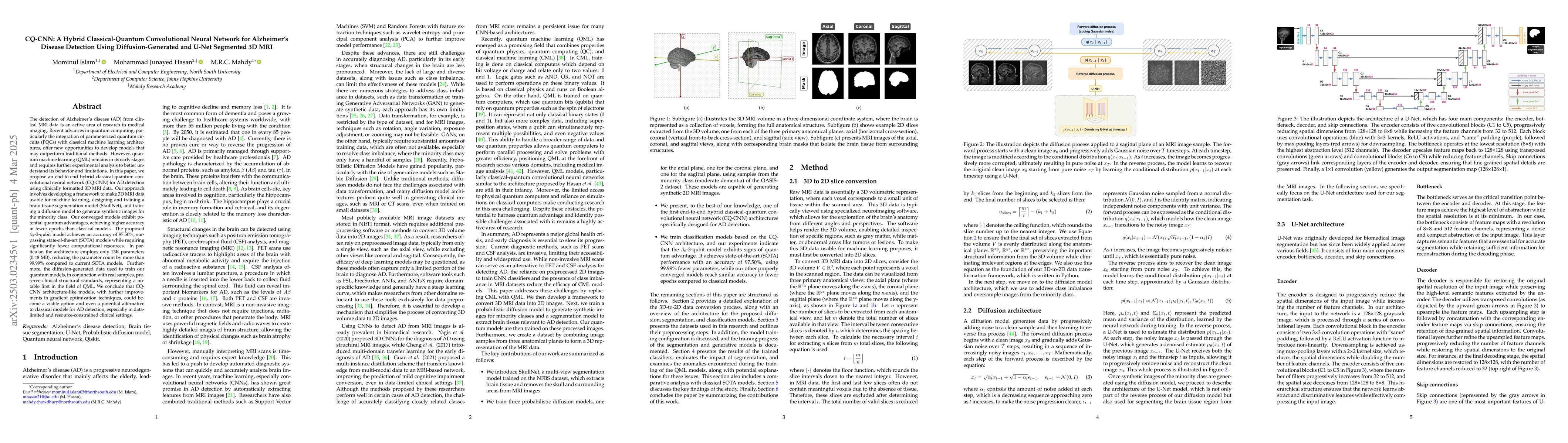 Thumbnail for CQ CNN: A Hybrid Classical Quantum Convolutional Neural Network for
  Alzheimer's Disease Detection Using Diffusion Generated and U Net Segmented
  3D MRI