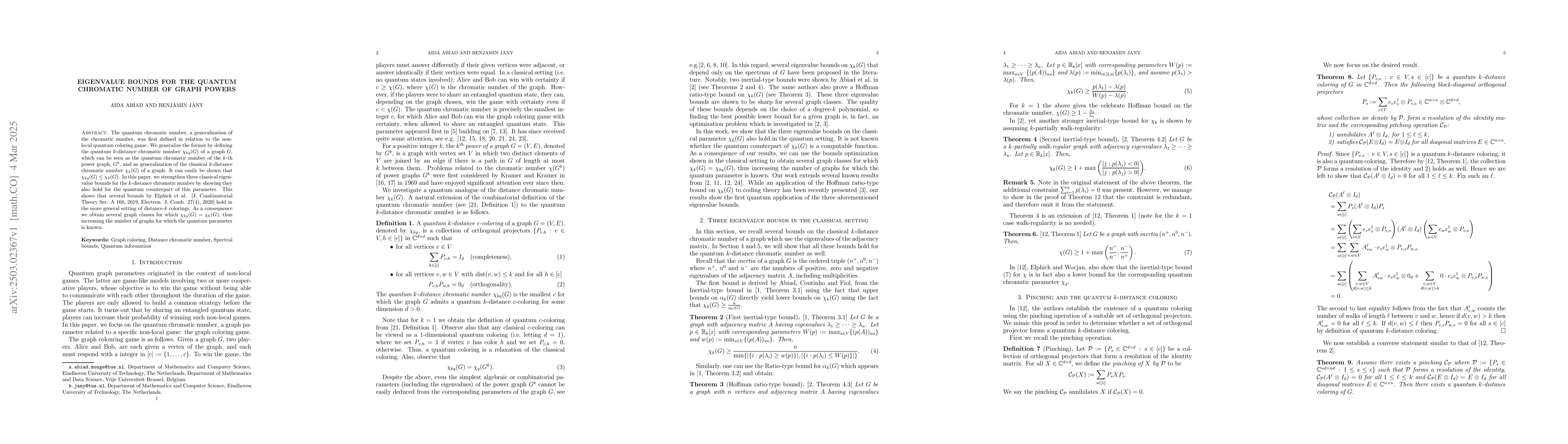 Thumbnail for Eigenvalue bounds for the quantum chromatic number of graph powers