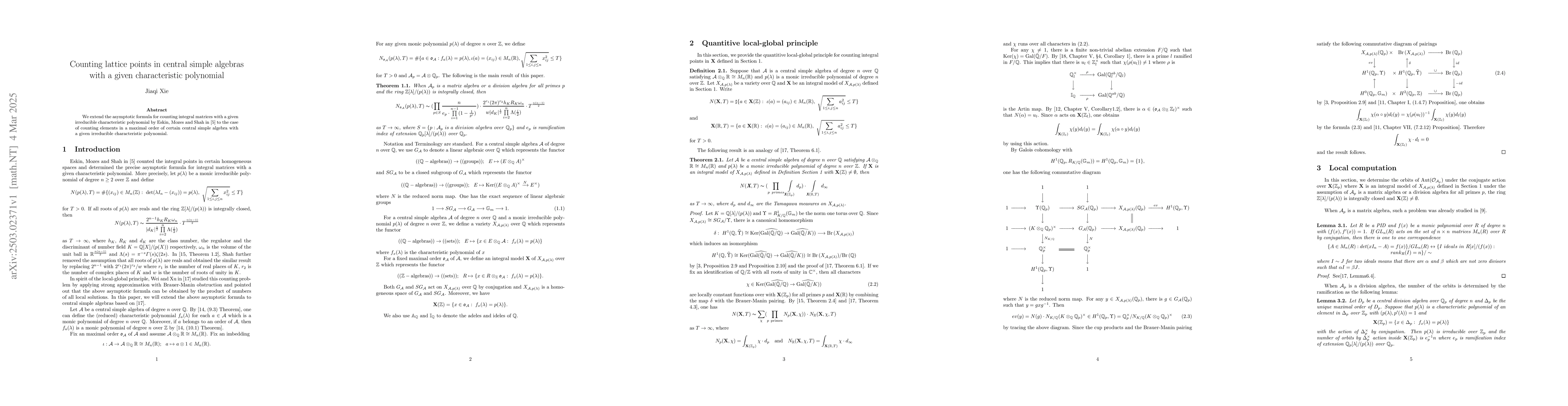 Thumbnail for Counting lattice points in central simple algebras with a given
  characteristic polynomial