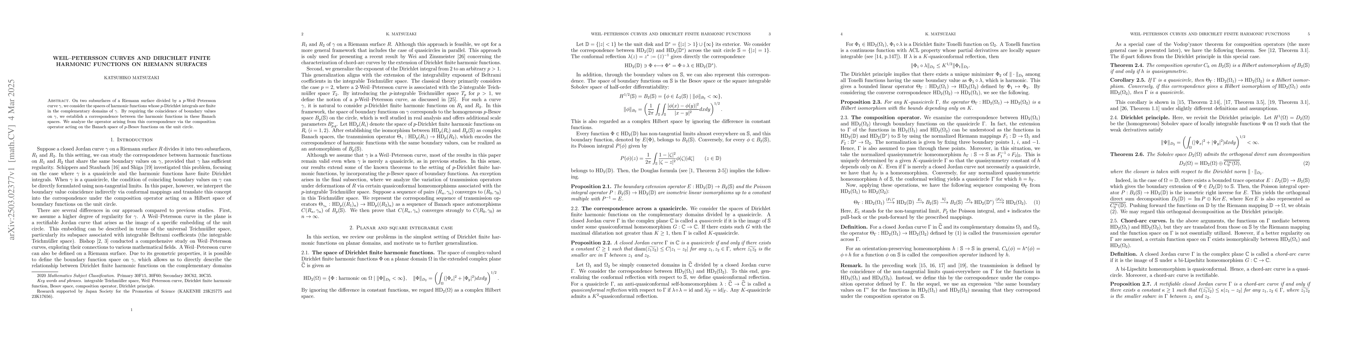 Thumbnail for Weil-Petersson curves and Dirichlet finite harmonic functions on Riemann
  surfaces