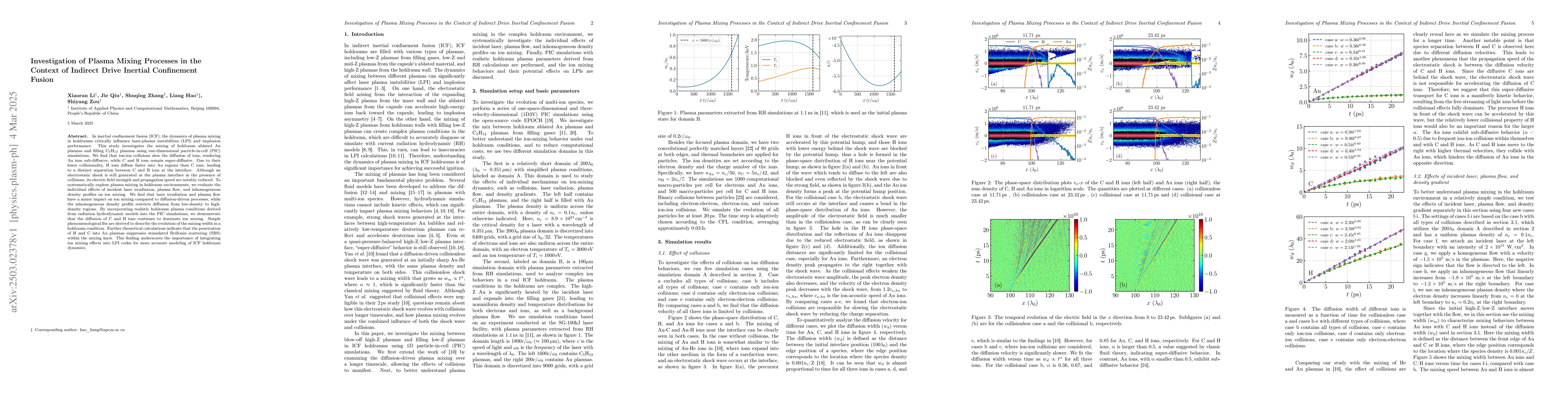Thumbnail for Investigation of Plasma Mixing Processes in the Context of Indirect
  Drive Inertial Confinement Fusion