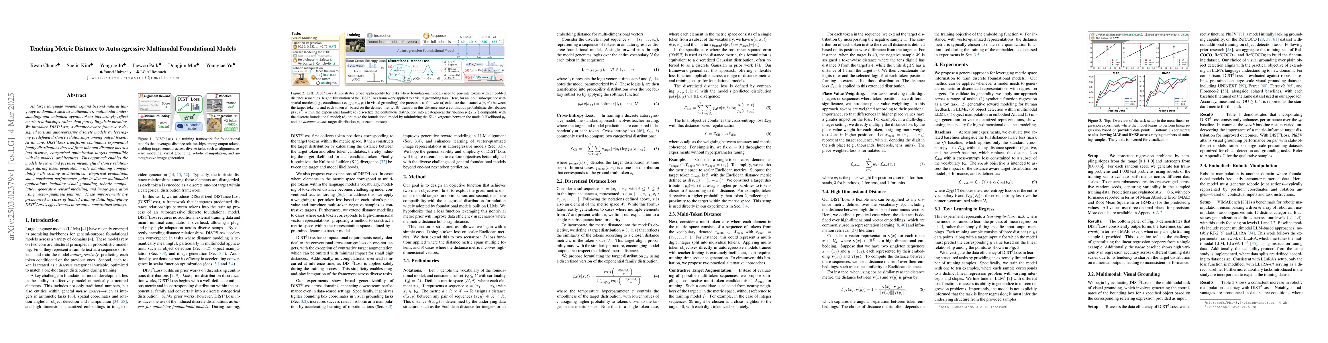 Thumbnail for Teaching Metric Distance to Autoregressive Multimodal Foundational
  Models