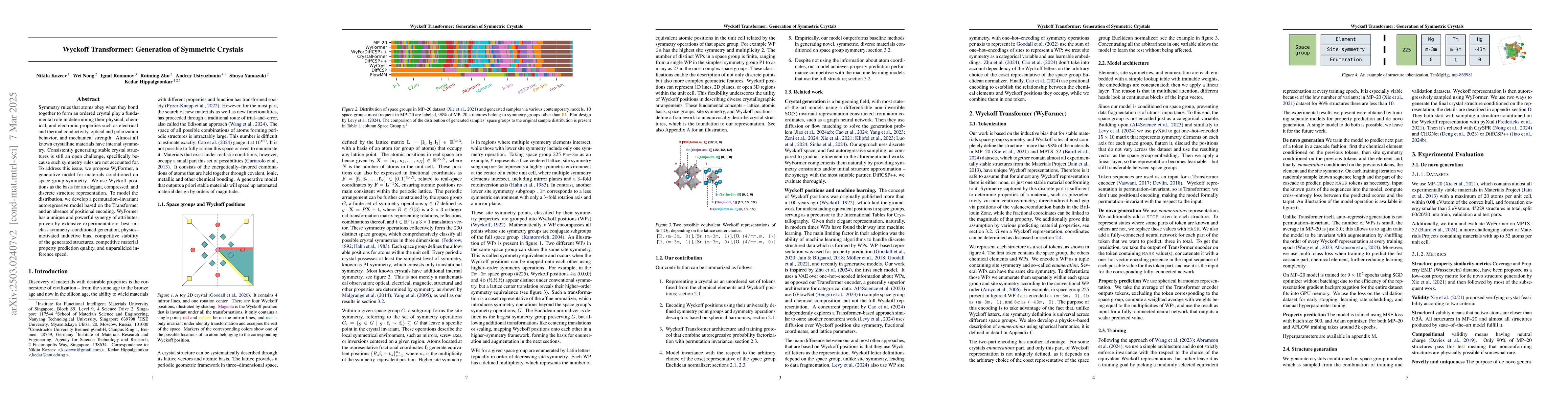 Thumbnail for Wyckoff Transformer: Generation of Symmetric Crystals