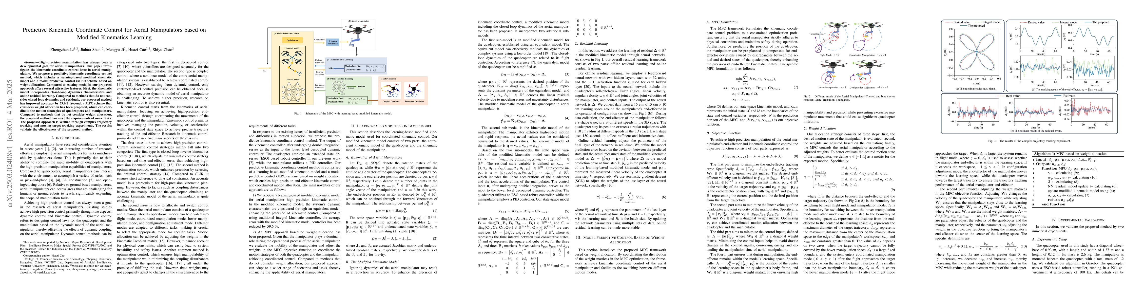 Thumbnail for Predictive Kinematic Coordinate Control for Aerial Manipulators based on
  Modified Kinematics Learning