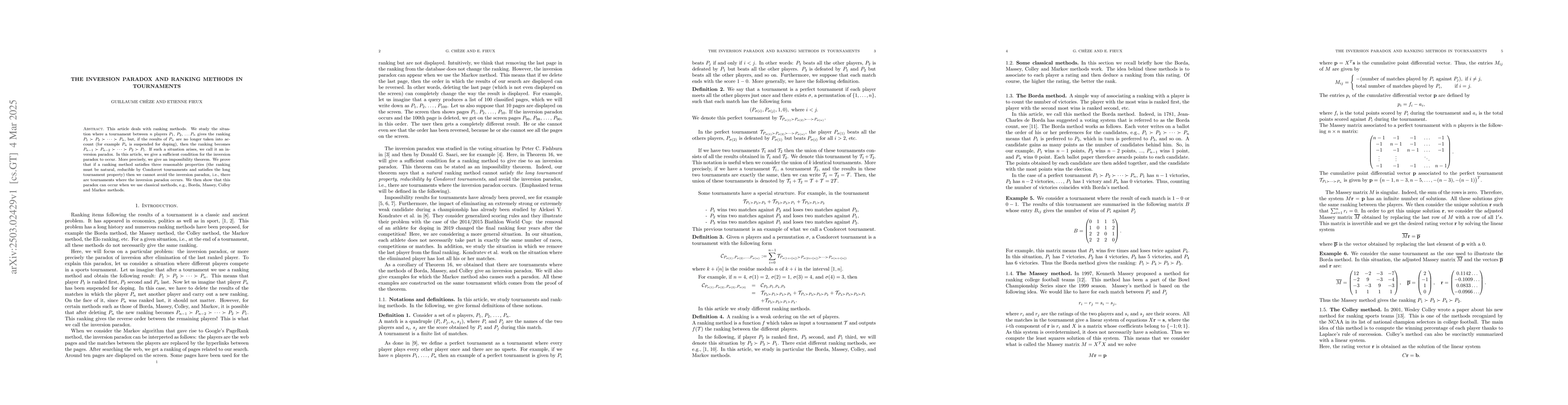 Thumbnail for The Inversion Paradox and Ranking Methods in Tournaments