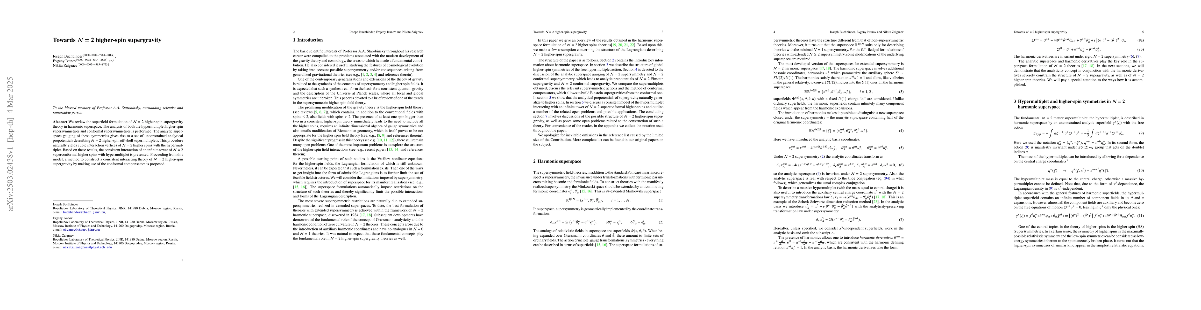 Thumbnail for Towards $\mathcal{N}=2$ higher-spin supergravity