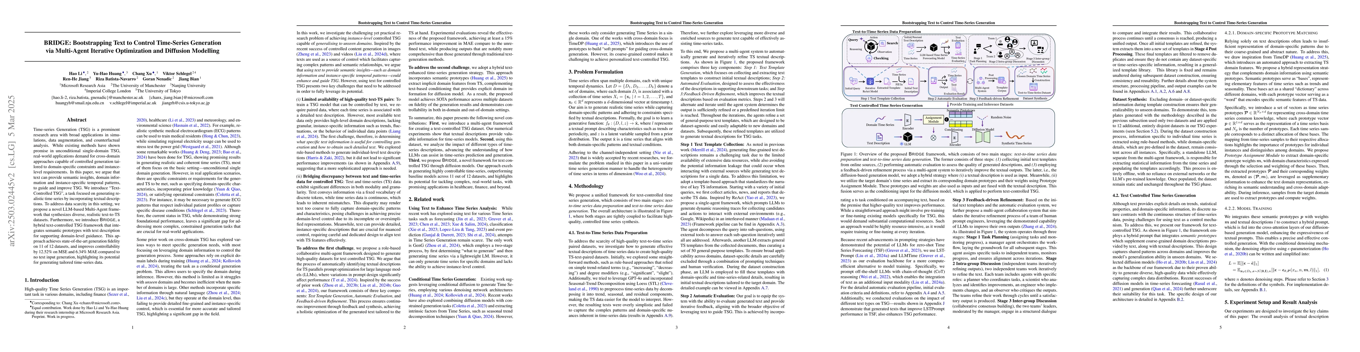 Thumbnail for BRIDGE: Bootstrapping Text to Control Time-Series Generation via
  Multi-Agent Iterative Optimization and Diffusion Modelling