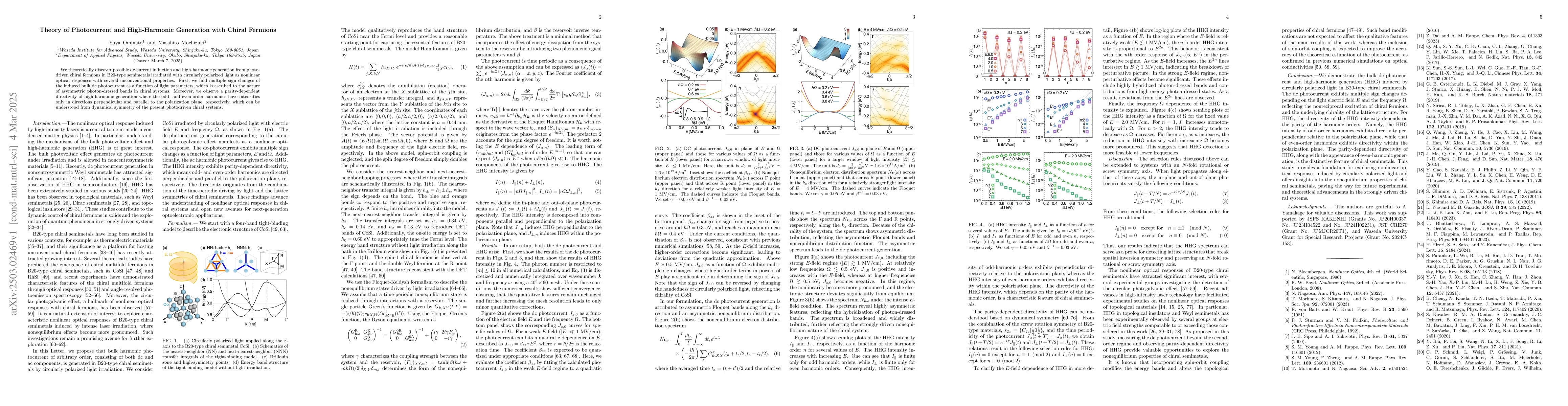 Thumbnail for Theory of Photocurrent and High-Harmonic Generation with Chiral Fermions