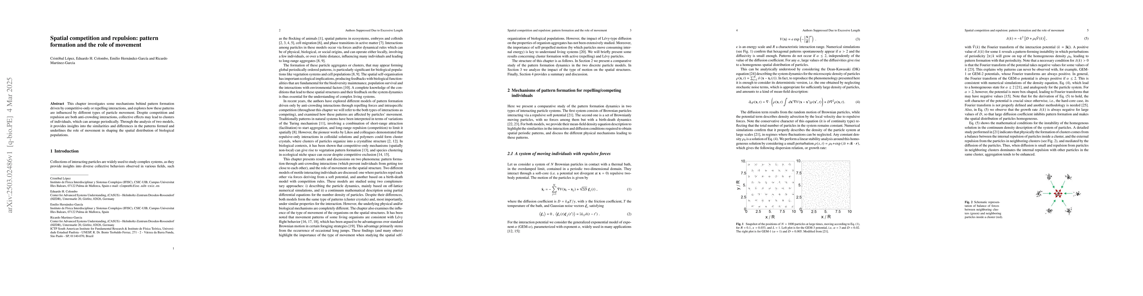 Thumbnail for Spatial competition and repulsion: pattern formation and the role of
  movement