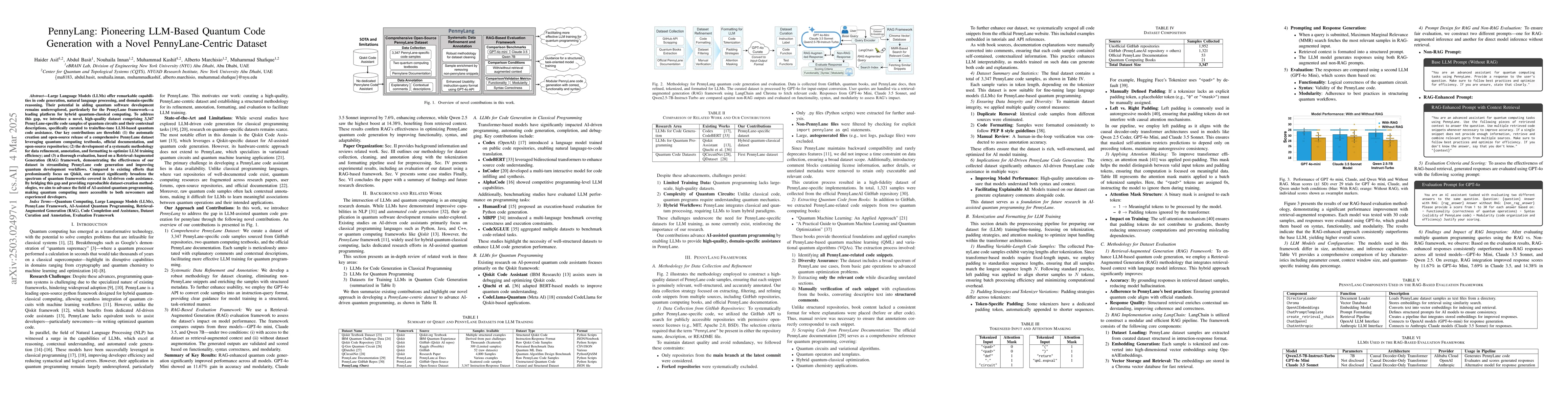 Thumbnail for PennyLang: Pioneering LLM-Based Quantum Code Generation with a Novel
  PennyLane-Centric Dataset