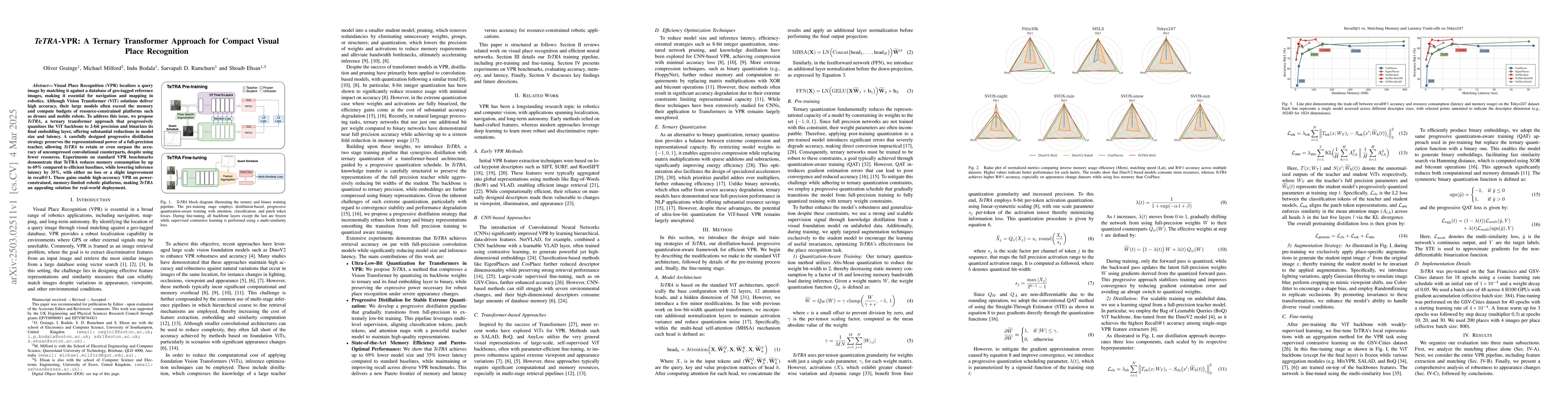 Thumbnail for TeTRA-VPR: A Ternary Transformer Approach for Compact Visual Place
  Recognition