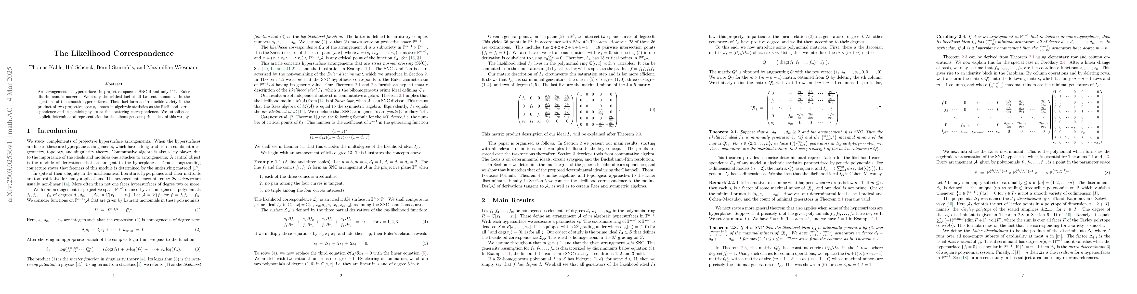 Thumbnail for The Likelihood Correspondence