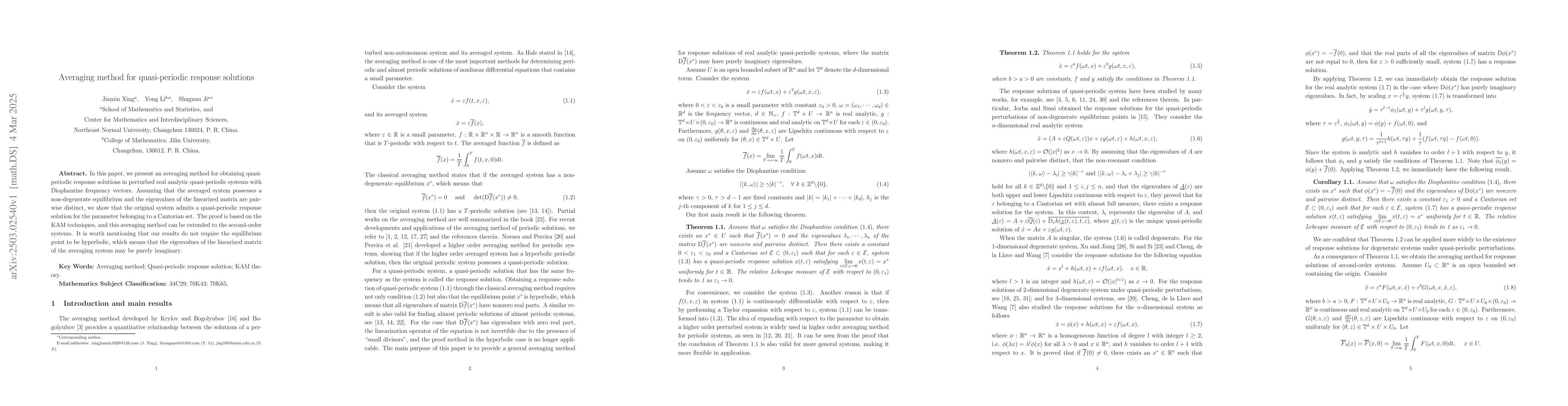 Thumbnail for Averaging method for quasi-periodic response solutions
