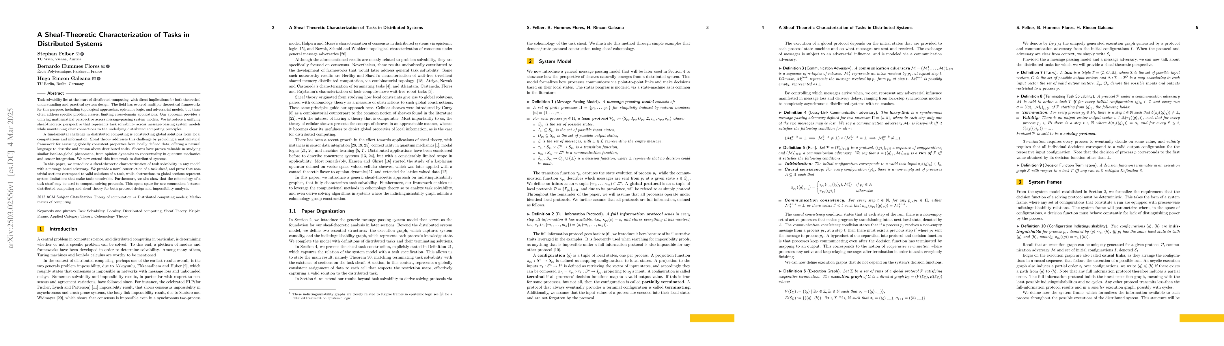 Thumbnail for A Sheaf-Theoretic Characterization of Tasks in Distributed Systems