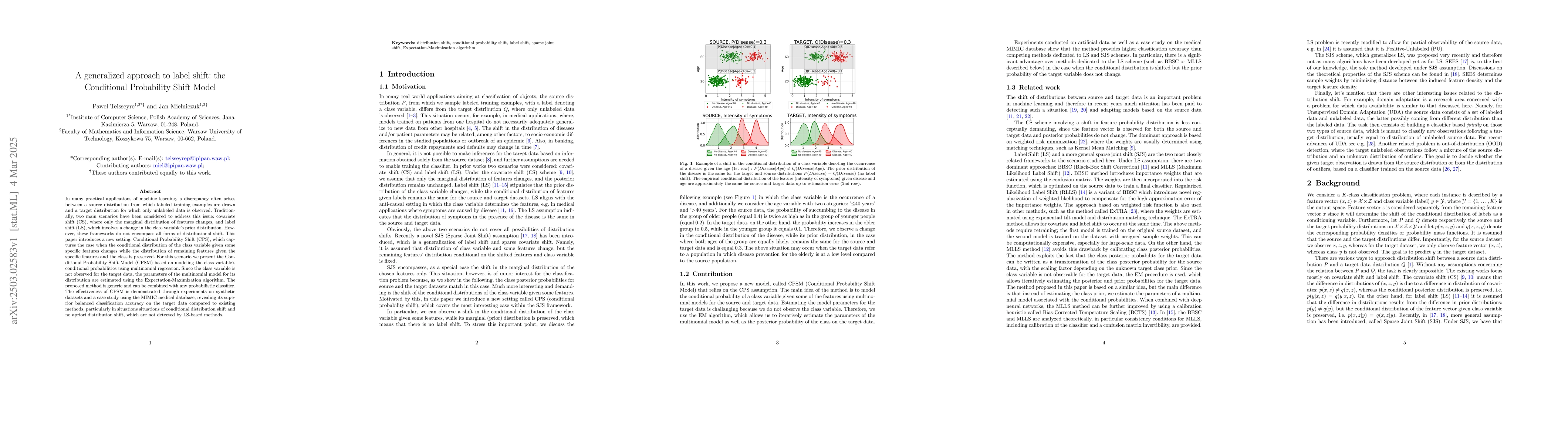 Thumbnail for A generalized approach to label shift: the Conditional Probability Shift
  Model