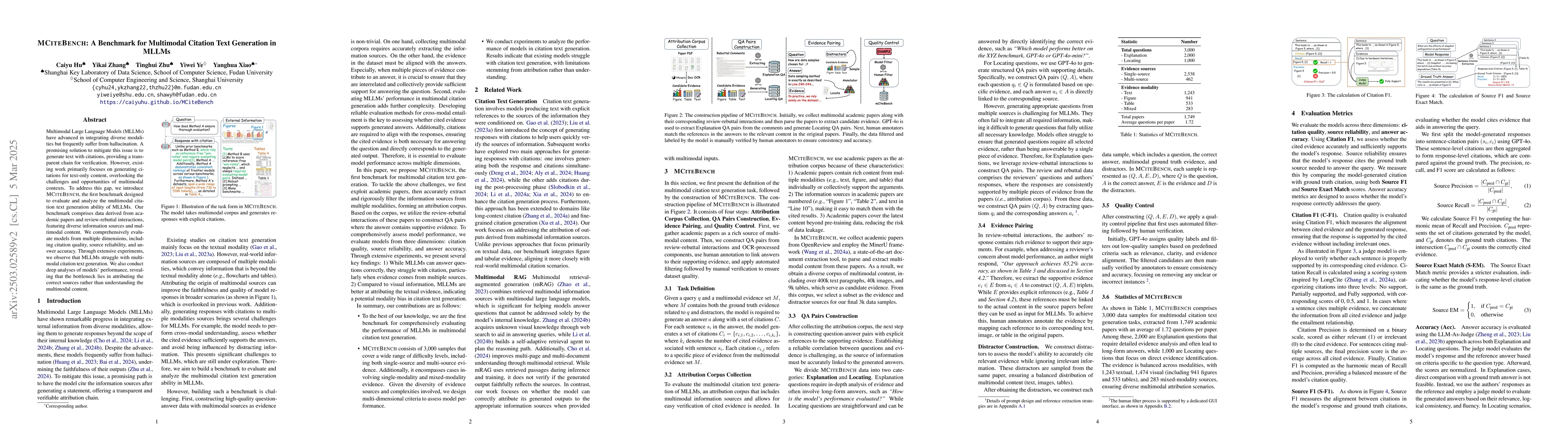 Thumbnail for MCiteBench: A Benchmark for Multimodal Citation Text Generation in MLLMs